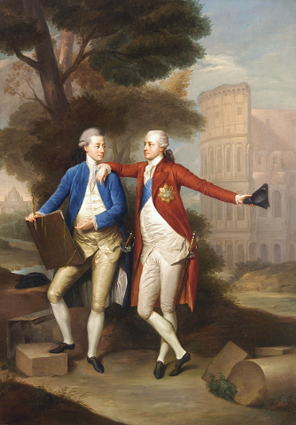 Bracia Franciszek i Kazimierz Rzewuscy na tle Rzymu, Anton von Maron?, 1772