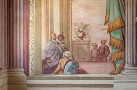 Fragment malowidła naściennego w Sali Uczt po konserwacji, fot. W. Holnicki.jpg