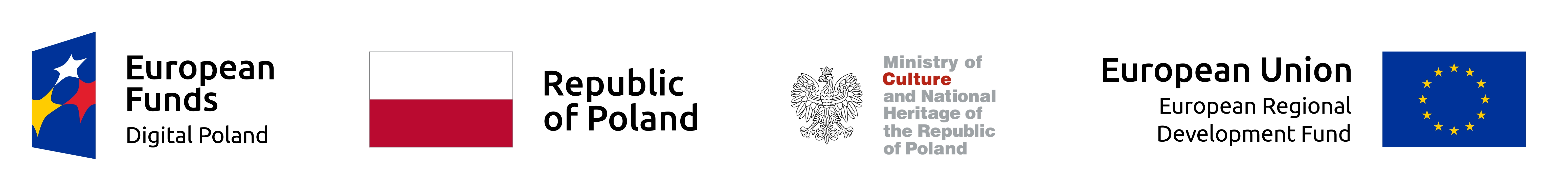 logo of the EU funds, logo of the Republic of Poland, logo of the Polish Ministry of Culture, logo of the EU Regional DevelopmentFunds