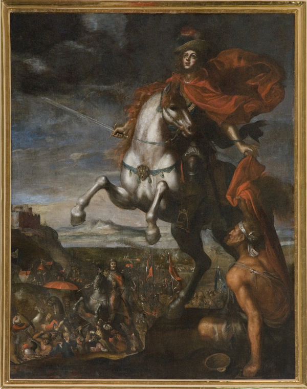 Św. Marcin na tle bitwy pod Chocimiem w 1673 roku