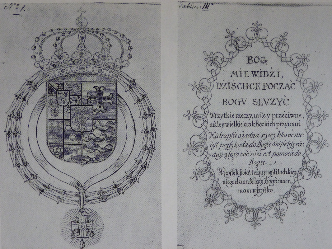 Kopia czterech kart i rysunek klamry z oprawy modlitewnika królowej Marii Kazimiery Sobieskiej