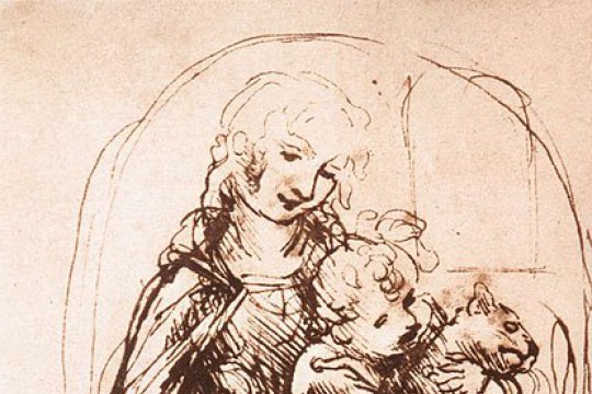 Wil.1591 Leonardo_da_Vinci_Studium do Madonny z kotem_(recto)_British Museum.jpg