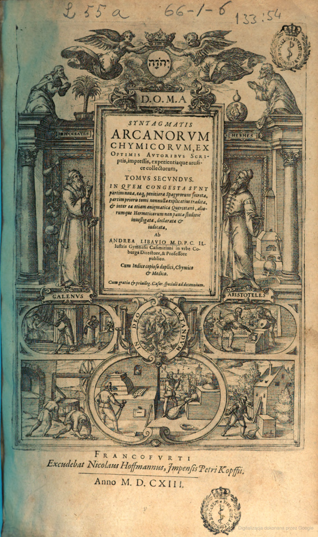 Strona tytułowa II tomu Syntagmatis Arcanorum Chymicorum Libaviusa