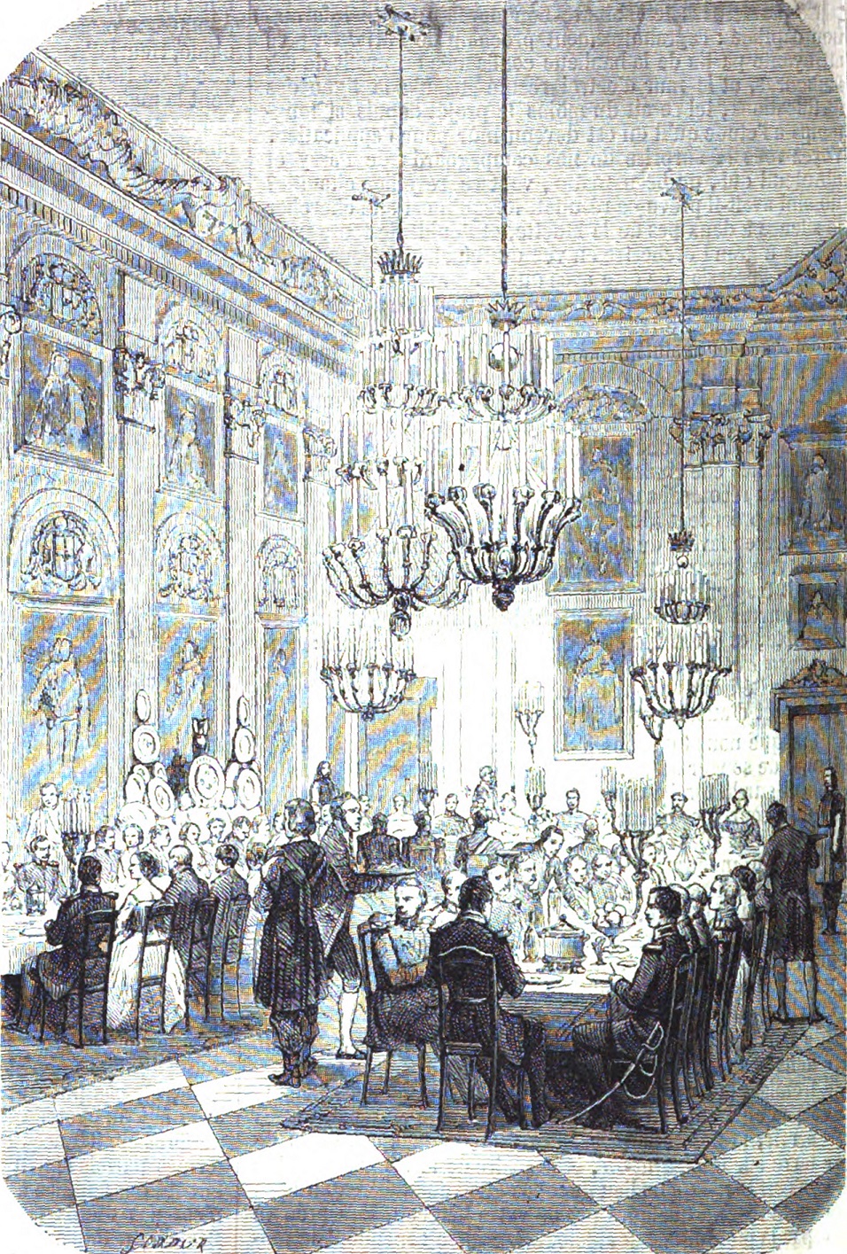 Przyjęcie w sali jadalnej Augusta II w pałacu w Wilanowie
