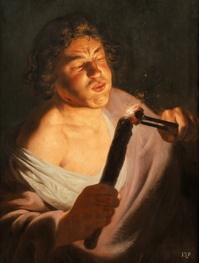 Mężczyzna zapalający żagiew, Jan Lievens, Niderlandy, ok. 1625.jpg
