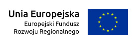 Znak Unii Europejskiej składa się z flagi UE, napisu Unia Europejska i nazwy Europejski Fundusz Rozowju Regionalnego.